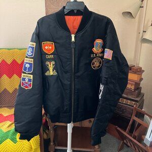 Men’s Sz. XL MA-1 Black Military Flight Jacket U.S. Army Tiger on the Back